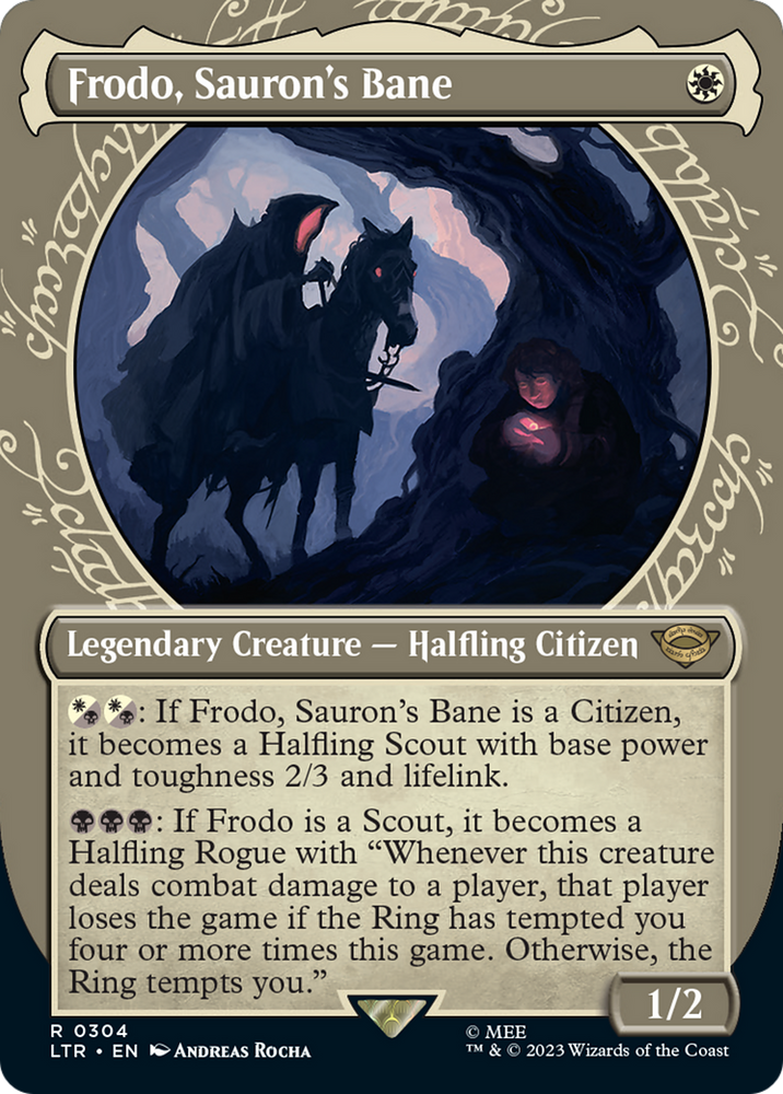 mtg lord of the rings showcase cards Frodo, Sauron's Bane (Showcase Ring Frame) [The Lord of the Rings: Tal